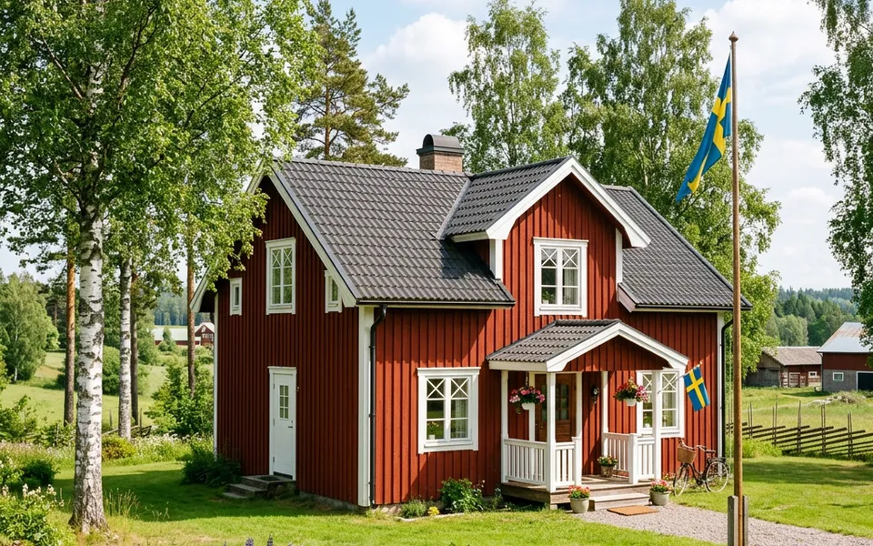Schwedenhaus in Falunrot mit weißen Sprossenfenstern – Schwedenhaus-Preise 2026 ab 260.000 Euro Schwedenhaus in Falunrot mit weißen Sprossenfenstern – Schwedenhaus-Preise 2026 ab 260.000 Euro